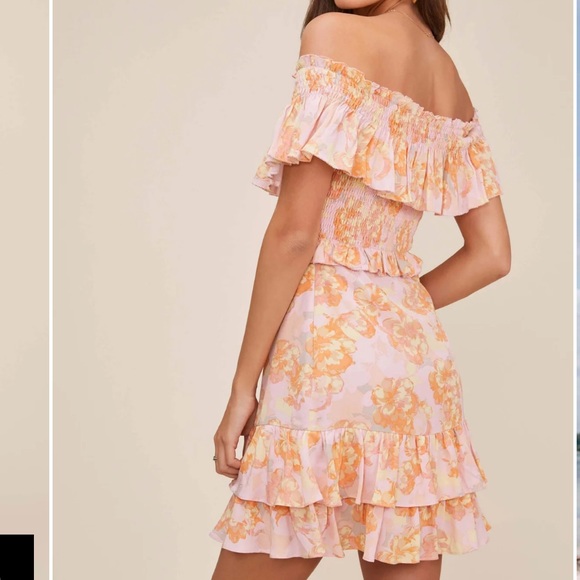 ASTR The Label Riviera Floral Off Shoulder Dress in Pink Papaya - Picture 5 of 12